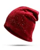 Hiver Velour Souchy Hat de bonnet pour femmes en argent en argent strass diamant skulliesbeanies femelles chapeaux chauds doux fille décontractée 039s C4119736