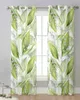 Cortina abstracta plantas de hoja verde cortinas transparentes para la sala de estar ventana transparente voile tul cortinas cortinas decoración del hogar