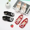 Meisjes lederen schoenen chique Koreaanse stijl strass Buckle Little Big Kids Princess Mary Jane Children Fashion Dress Flats Sweet 240416