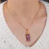 Anhänger Halsketten Großhandel Lapis Lazuli Square Slice Form Naturstein Amethysts Rosenquarz für Frauen Mädchen Geschenke