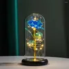 Dekorative Blumen LED Galaxy Rose Eternal 24k Gold Folie Blume mit Schnur Lichter Box Künstliches Geschenk Valentinstag für Frauen Mädchen