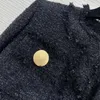 Kurtki damskie wełniane mieszanka czarna poszarpana krawędź Tweed Jacket High End pojedynczy piersi pad na ramię 23 moda szczupła streetwear żeńska