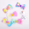 Accessoires de cheveux 8pcs / set imprimer le ruban grosgrain Bows Clips Clips pour enfants pour enfants Headwear Diy Kids Accessoires de cheveux Best Cadeaux