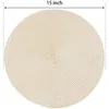 Tafelmatten rond gevlochten placemats set van 6 voor eettafels geweven wasbare niet-slipplaats 15 inch (beige)