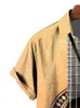 Mäns casual skjortor musikinstrument 3D -tryckning kort -glans skjorta klassisk vänd krage sommar lös fritur harajuku