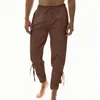 Calça masculina 2024 Verão casual harlan harlan masculino de traje viking pirata calça as calças de amarração