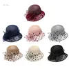 Berets Yarn Sunproof Bucket Hat With Dot Flower Decors Fisherman For Elder Ladies