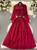 Casual jurken lente zomer lange feestjurk vrouwen vintage chiffon losse vrouwelijke vakantie mouw bowknot lady vestido