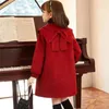 Jackets 6-15 Kids Cotton Gededed Dikke wollen jas jas Girls Winter schattig rode lange jas tiener mode bovenkleding 14 kleren