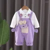 Clothing Sets Children's 2024 Spring Baby Girl Clothes 9 To 12 Months Outfit Set For Kids Cartoon White T-shirts Overalls Boys Suits