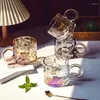 Tazze leggero in stile lusso tazza vintage in vetro resistente al calore tazza di bicchieri trasparenti per bevande set da tè