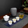Ensembles de voies de thé Tableau de thé de voyage en céramique Kung Fu Tea tasse théière avec tasses de sacs et tasses chinois Pot Teeware Teware café
