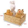 Kitchen Storage Wicker Basket Rectangular With Wooden Handles For Shelves Water Hyacinth Natural Baskets Organizing B