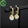 Stud -oorbellen Fashion Hip Hop Jewelry Mens Diamond Earring Iced Out Square Dragon Claw Pearl Ear Rings Luxe Designer Accessories1216025