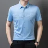 And Casual Fashionable Short Shirt, Summer New Seamless High Elastic Lapel Print, Middle-Aged Men's Half Sleeved Shirt