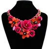 Punk style golden chain rope braided colorful flower pendant necklace fashion exaggerated national style street s necklace 240429
