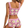 Bikini Flower Crochet Beach Crochet 2 piezas Conjunto de ropa de vacaciones