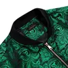 Yüksek STREE Yeşil fermuar ceketi için Jacquard Pasiley Moda Dokuma Spor Sokak Giyseni Forgfal Güz Kış için Uzun Kollar 240428
