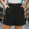 Women's Shorts Womens Casual Pants With Pockets Women Summer High Waist Linen Roll Up Pleated Zippered Yoga Loose