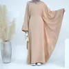 Abbigliamento etnico Abiti musulmani per le ragazze abiti da donna Batwing a maniche lunghe rotonde al collo sciolto di temperamento elegante preghiera Maxi Vestidos