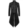 Trench Coats Men's Men Medieval Gothic Steampunk Victorian cosplay costume smoking gentlema Black Tailcoattrench Vintage Robe tenue