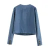 Kleine geurige stijl gouden knop denim jas voor vrouwen in de lente en herfstontwerp niche retro hong kong chic little jack 240423