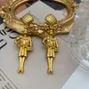 New Golden Vintage earring Antique Little Gold Checkered Pendant Earrings jewelry EAR-9933