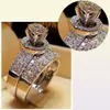 Luxury Crystal Diamond Femelle Big Zircon Stone Ring Set Fashion 925 ANNALES DE MARIAGE DE BRIDAL SIRT