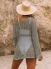 Women Beach Tunik Dzisite wycięte przezroczyste sukienki szydełkowe