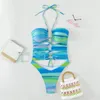 Damskie stroje kąpielowe gradient sznurka stroju kąpielowego wycięcie seksownego krzyżowego bandaża Backless Bikini Monokini Women Vacation Y2K Beach Bathing Suit
