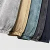 Men's Pants Retro wax dyed looped mens sports pants unisex 420gsm heavy-duty cotton polyester leggings street clothingL2405
