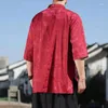 Męskie koszule zwykłe plus size letnia męska Chińska koszula lodowa jedwabna vintage tang garnitur Hanfu Tops Męski stojak na odzież luźna kołnierz