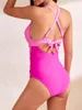 Dames zwemkleding 2024 Cross Hollow Out Swimsuit Women One Piece Sexy Push Up vrouwelijke strandkleding zwembaden baden zwemzwempak