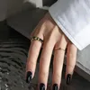 Clusterringe Großhandel Großhandel Waffen Wildstil Schwarz Emaille Ring Korean Silberschmuck 925 Rhodium Gold plattiert für Frauen