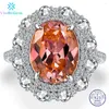 Pierścienie klastrowe Vinregem oryginalne 925 srebrne srebrne 10ct vvs1 Morganite symulowany pierścień moissanite dla kobiet w stylu vintage biżuteria spadek biżuterii