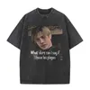 T-shirt maschile Limited Leon S Kennedy Graphic maglietta grafica Shirt 90s Resident Evil 4 Wash vintage T-shirt Y2K Mens abbigliamento gotico t-shirtl2403