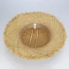 Natural grand large bord raffia paille chapeaux tissé cercle de plage de plage capuchon d'été