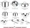 Conjuntos de utensilios de cocina de 14 piezas Conjunto de acero inoxidable sin níquel.