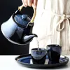 Teaware -sets Blue Cat Eye Design Teapot Chinees Traditionele keramische thee Cup Afternoon Tea Drinkware Set Home Decor Tearear