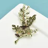 Broches Wulibaby Vintage Pinecorn For Women Unisexe Rhingestone All-Match Party Office Office Brooch épingles