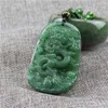 Hangende kettingen Charm Groene steen handgesneden Dragon Jade ketting Geel kristal Chinese amulet dames man Lucky Jewelry Cadeau