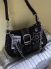 Y2k vintage coreano casual casual fofo estrela branca ombro para a axil saco de sling sling bolsas de tela zip Bolsa Bolsa 240425