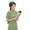 Abbigliamento etnico giovane stile ragazza estate migliorata verde cinese tradizionale cheongsam signore eleganti abiti da qipao lungo festa serale retrò retrò