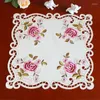 Table Cloth Rose Flower Satin Embroidery Cover Wedding Tablecloth Party Kitchen Christmas Decoration And Accessories