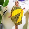 Casual jurken luipaard print patchwork knie-lengte midi dames elegante batwing mouw losse feestclub avondjurk vintage vestidos