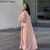 Ubranie etniczne muzułmańska moda w Dubaju Kobiety błyszczące satynowe otwarte kimono abaya saudyjska marokańska kaftan skromny elegancki impreza turecka arabska szata