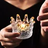 Düğün Partisi ve Ev Dekoru (Altın) için Mum Tutucular Adive Seti 6 Crown Cam Tealight Tutucu