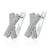 Brincos de aro Cross -Shaped for Women Full Pavinged Bling CZ Stone Declaração Acessórios de Ear