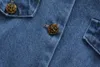 Kleine geurige stijl gouden knop denim jas voor vrouwen in de lente en herfstontwerp niche retro hong kong chic little jack 240423