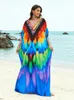 Abiti di caftano di grandi dimensioni per donne stampano in rayon farfalla rossa farfalla impans leggeri loungewear toweade beach abito maxi copri